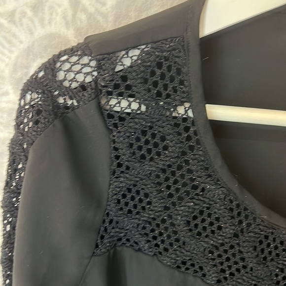 BLACK EUC MAURICE’S SHEER CROCHET TRIM LONG SLEEVE TOP SHIRT - Picture 9 of 11